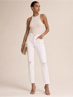 AG THE MILA ANKLE White Skinny Jeans High Rise Distressed Ankle 30
